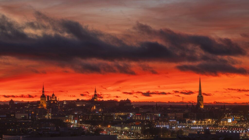 Tallinn skyline at sunset